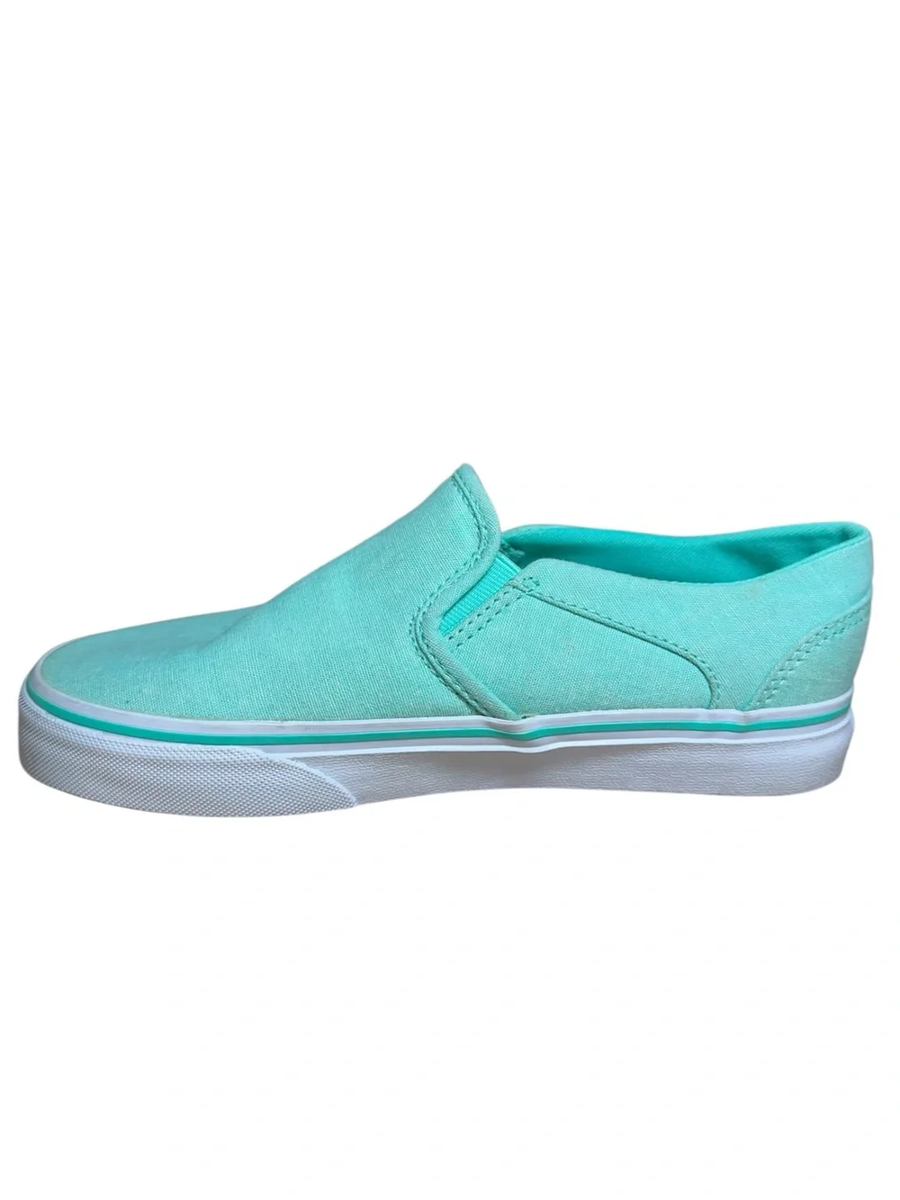 Vans Classic Slip-On Aqua Sea Foam Green Canvas Skate Shoes Womens 6.5